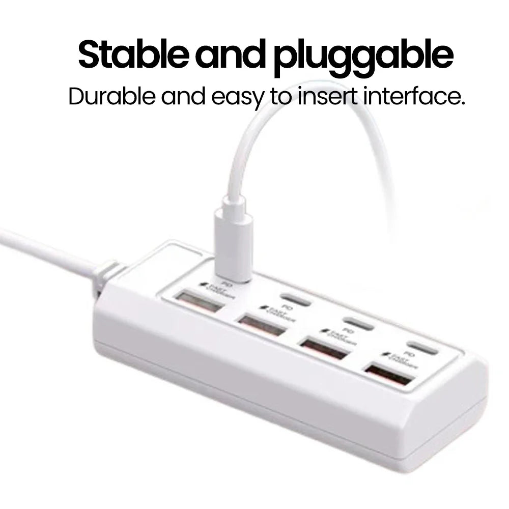 8 in 1 USB Charging Station 25W PD Type C Power Strip Multi Port Desktop HUB Phone Adapter For iPhone 16 Samsung Xiaomi Huawei