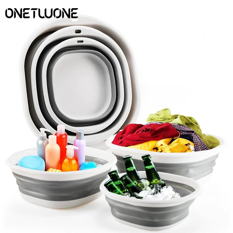 Foldable Washbasin Multipurpose Plastic Compression Washbasin Lightweight Portable Basin Collapsible Basin for Camping Sink and