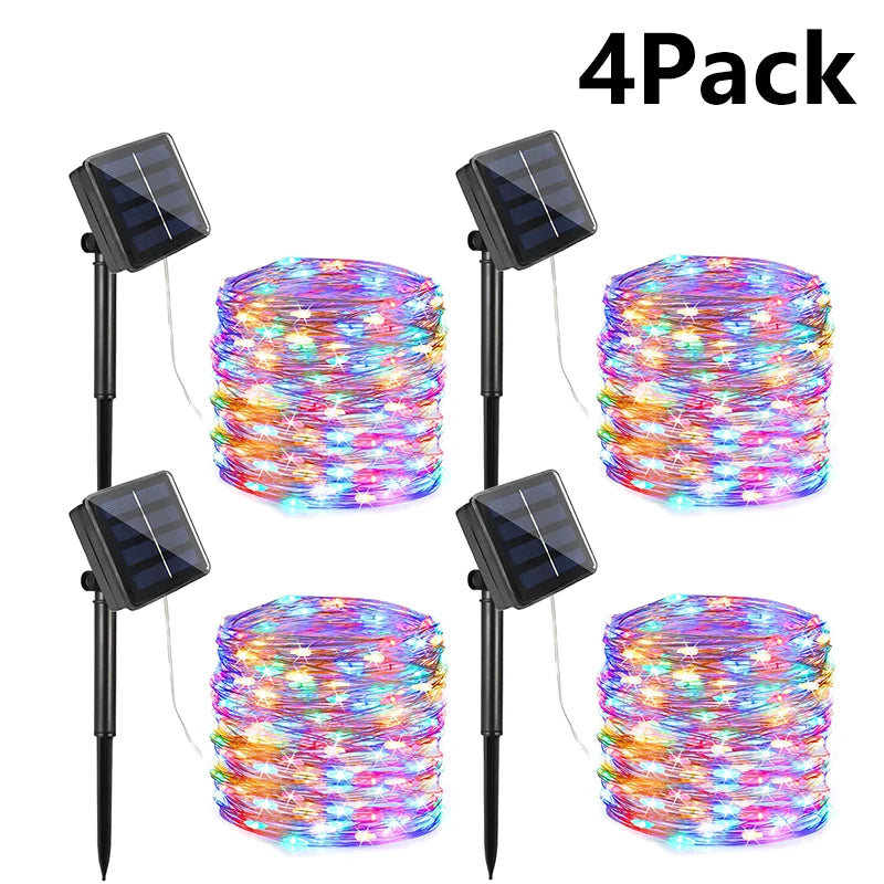 Solar Powered Fairy Lights 7M 12M 22M 32M Outdoor Waterproof LED String Lights 8 Modes for Garden Patio Tree Decor