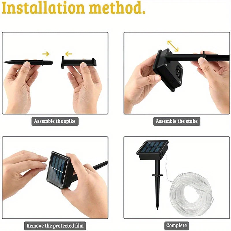 LED Solar String Lights Garden Waterproof Tube Rope Lamp Christmas Garland Fairy Lights For Outdoor Holiday Home Decoration