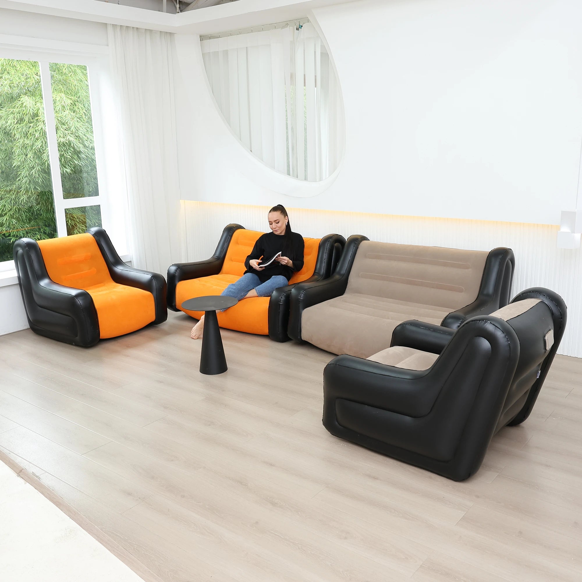 Air Mattress Inflatable Sofa Double Inflatable Chair For Flodable Blow Up Couch Lounger Portable Air Sofa Indoor Tent Camping