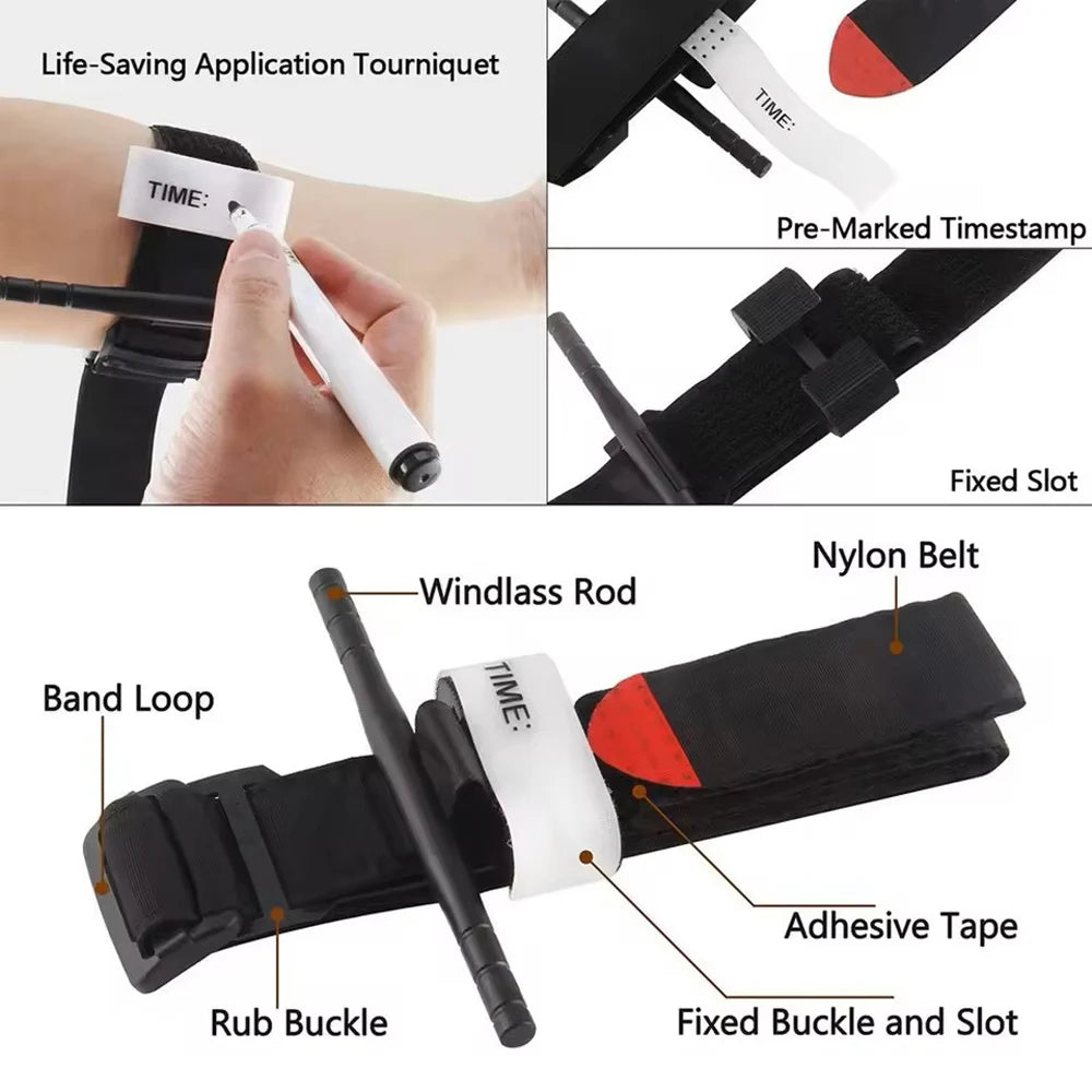 Emergency Tourniquet Tactical - Single Handed Medical First Aid Strap for Outdoor, Hiking, Camping, Travel, Survival Kit
