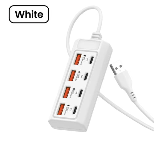 8 in 1 USB Charging Station 25W PD Type C Power Strip Multi Port Desktop HUB Phone Adapter For iPhone 16 Samsung Xiaomi Huawei