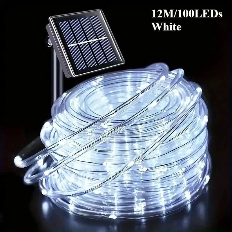 LED Solar String Lights Garden Waterproof Tube Rope Lamp Christmas Garland Fairy Lights For Outdoor Holiday Home Decoration