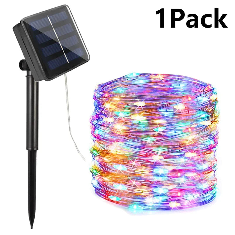 7M/12M/22M/32M LED Solar String Fairy Lights Outdoor Path Garlands Lamp Patio Waterproof Christmas Wedding Garden Street Lights