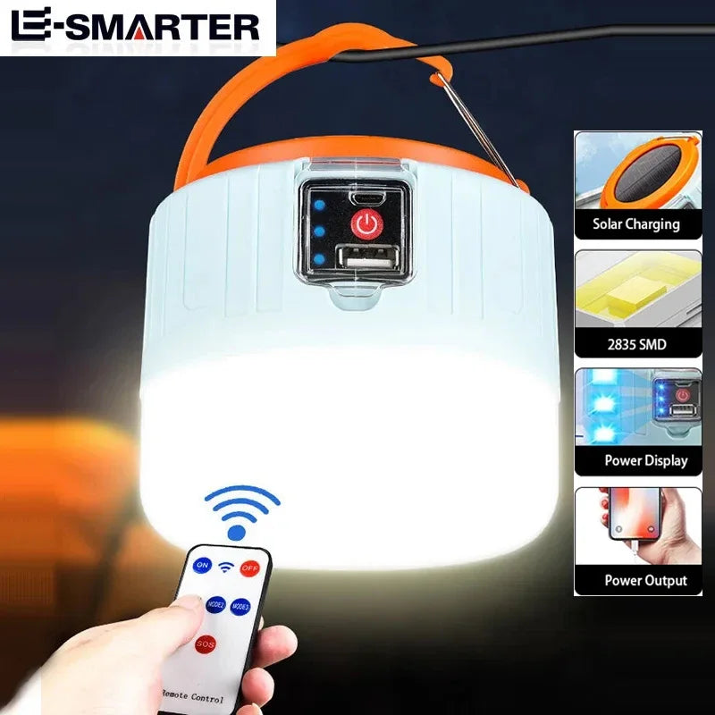 Outdoor Solar LED Camping Lights USB Rechargeable Portable Lanterns Emergency Lights For Fishing Camping Lighting