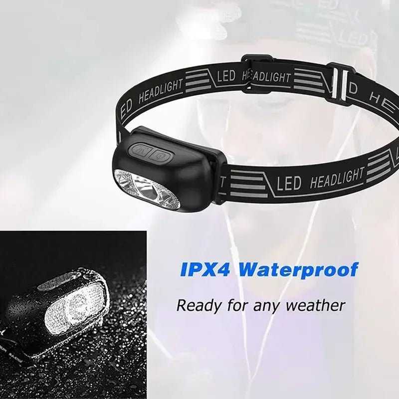 Strong Light Headlamp Portable LED Sensor Headlamp USB-C Rechargeable Head Flashlight Outdoor Camping Fishing Emergency Lantern