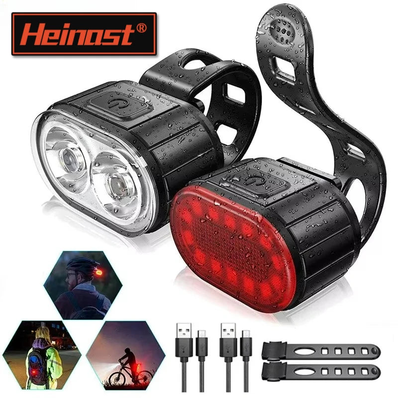 Heinast Bike Lighting Front and Rear Lights Bicycle Lamp Led Cycling Light Bike Flashlight for Bicycle Front Taillight Lantern