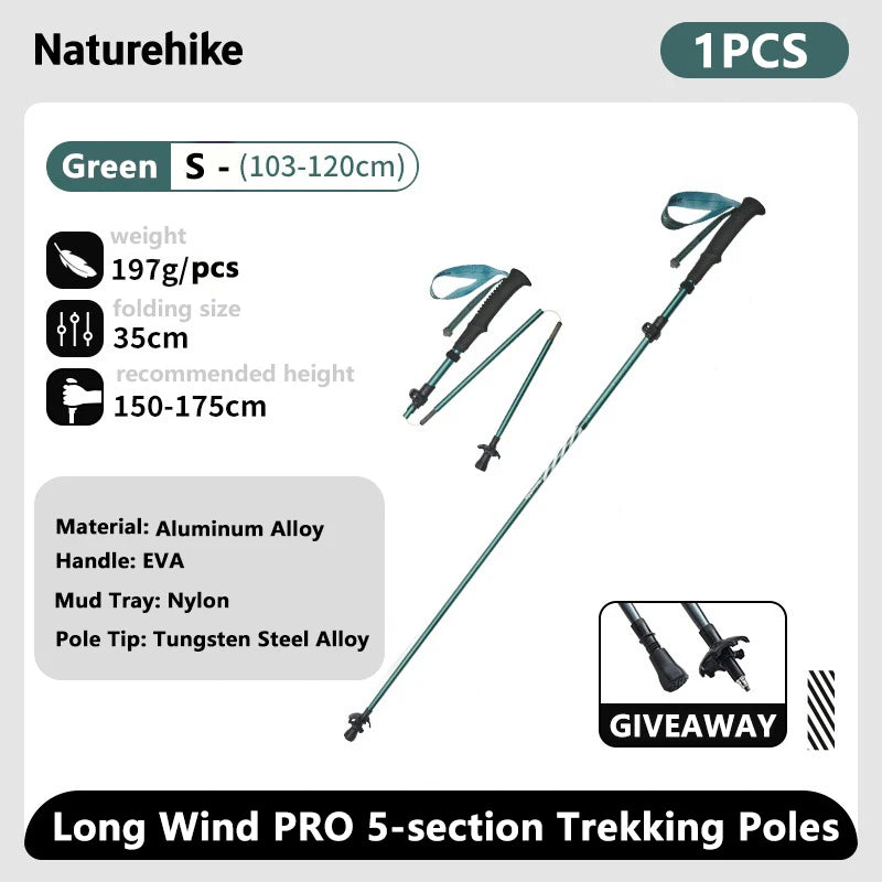 Naturehike Climbing Sticks Ultralight Outdoor Folding Trekking Poles Hiking Pole Collapsible Quick Lock Stick Carbon Fiber Poles