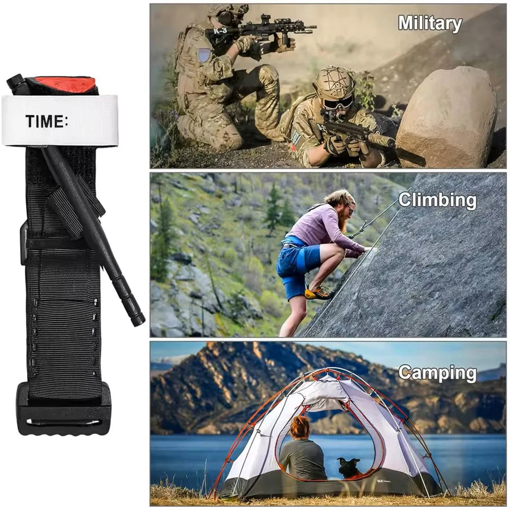 Emergency Tourniquet Tactical - Single Handed Medical First Aid Strap for Outdoor, Hiking, Camping, Travel, Survival Kit