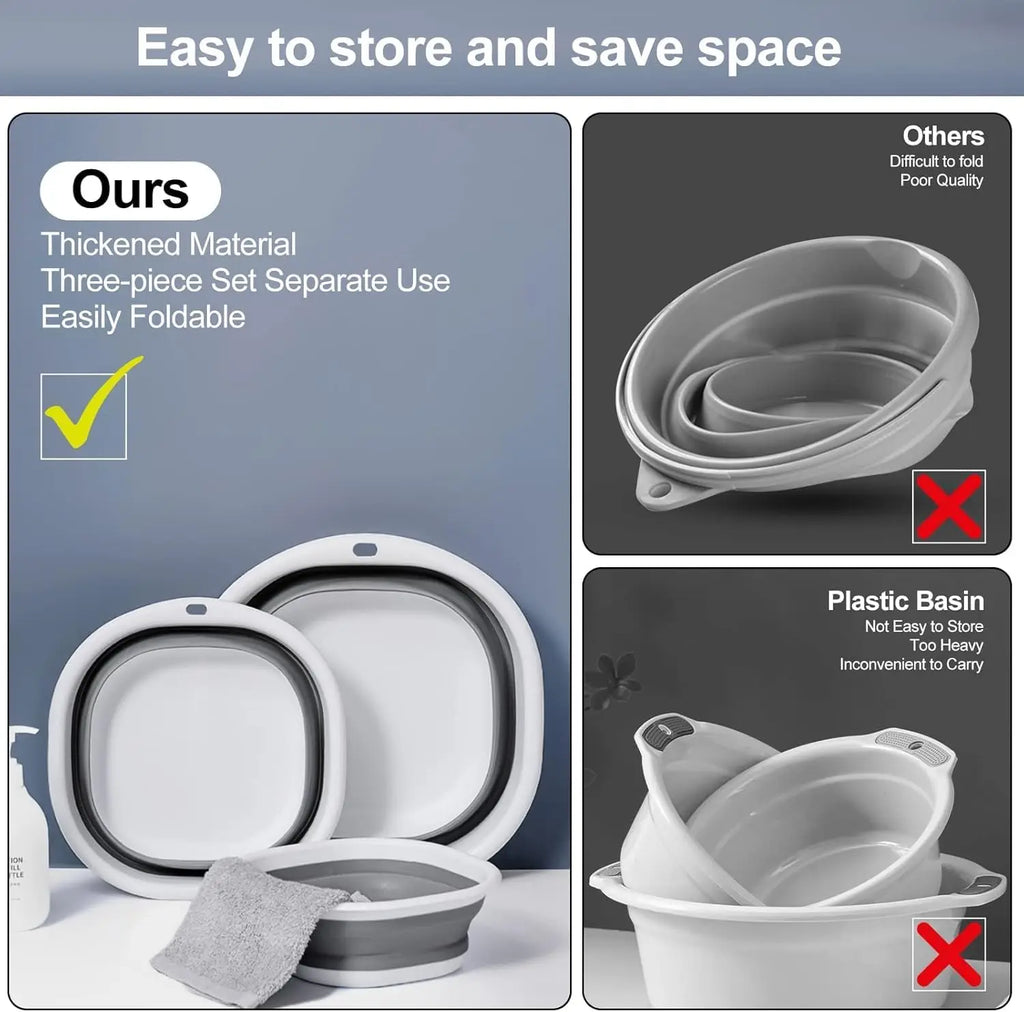 Foldable Washbasin Multipurpose Plastic Compression Washbasin Lightweight Portable Basin Collapsible Basin for Camping Sink and