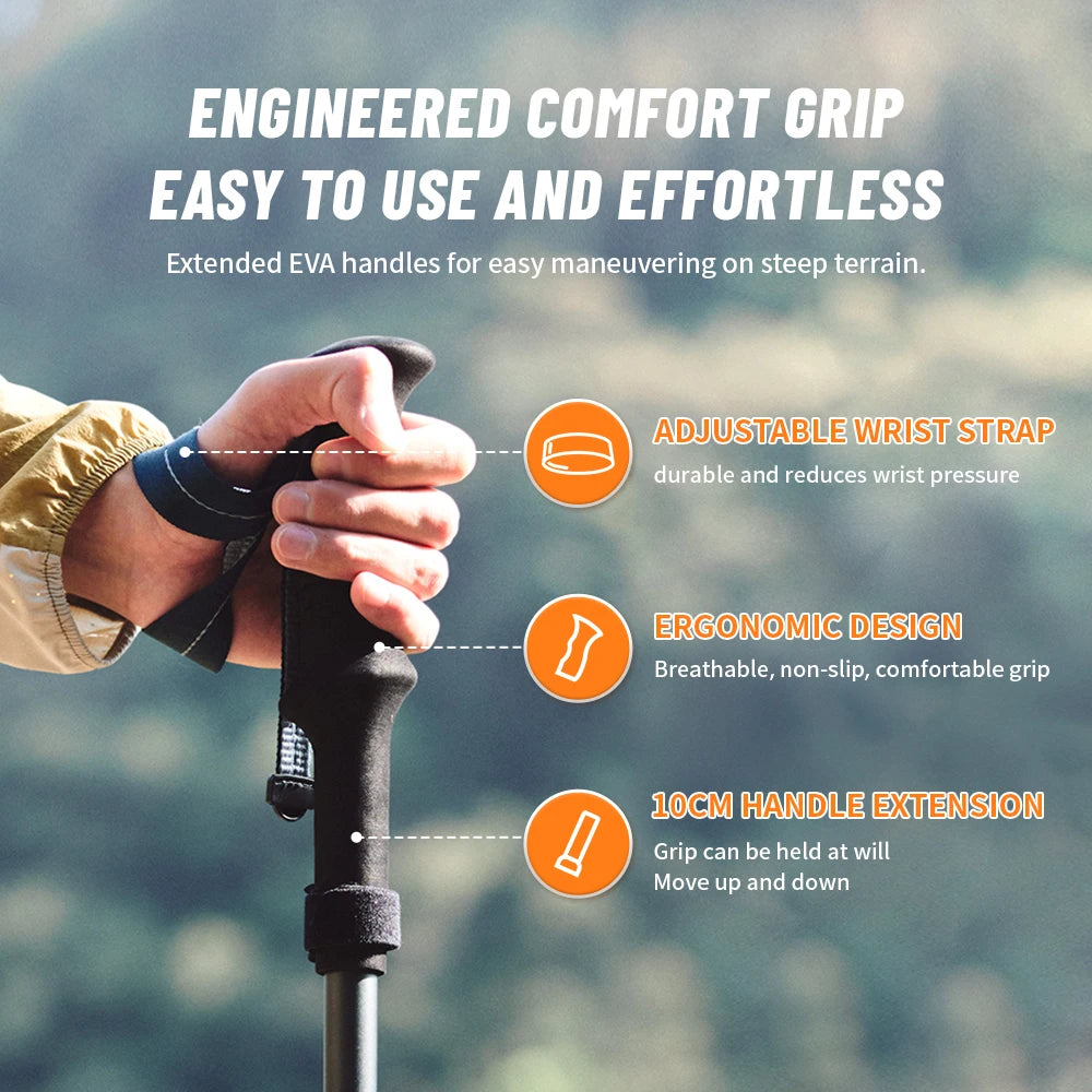 Naturehike Climbing Sticks Ultralight Outdoor Folding Trekking Poles Hiking Pole Collapsible Quick Lock Stick Carbon Fiber Poles
