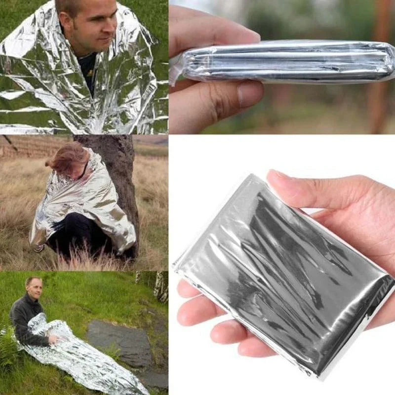 Emergent Blanket Mylar Thermal Outdoor Survive First Aid Kit Rescue Space Foil Camp Hike Mountaineer Bug Out Heat Retain