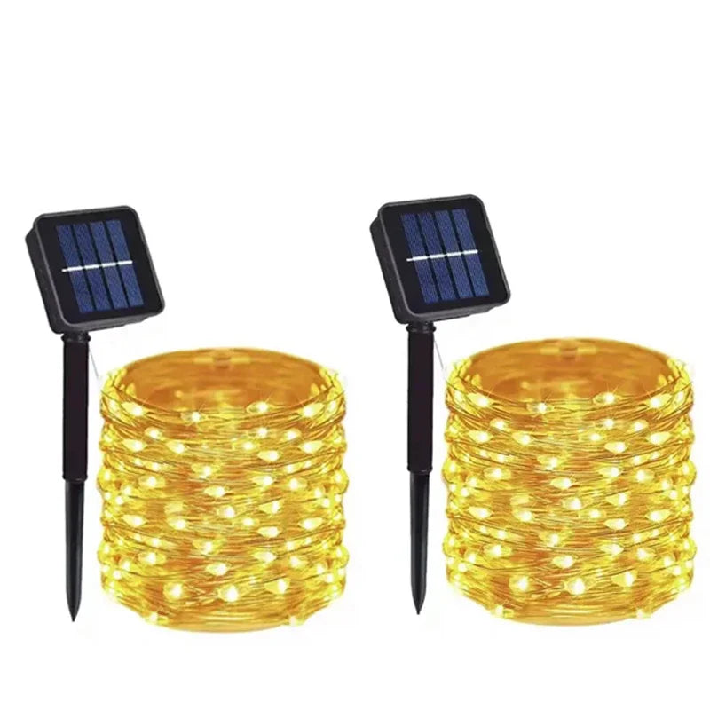 Solar Powered Fairy Lights 7M 12M 22M 32M Outdoor Waterproof LED String Lights 8 Modes for Garden Patio Tree Decor