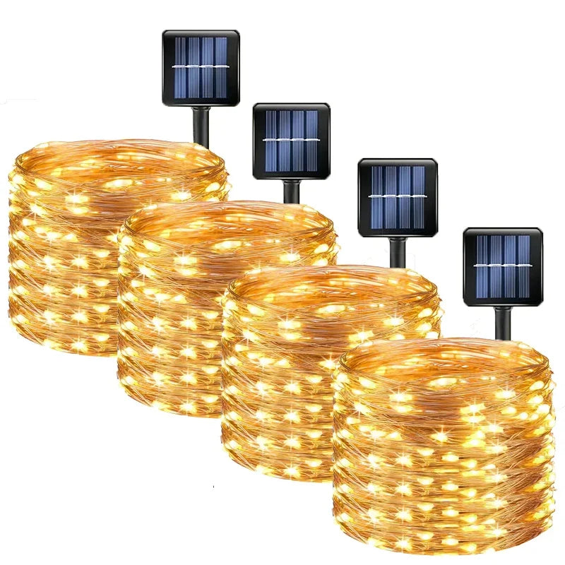 Solar Powered Fairy Lights 7M 12M 22M 32M Outdoor Waterproof LED String Lights 8 Modes for Garden Patio Tree Decor