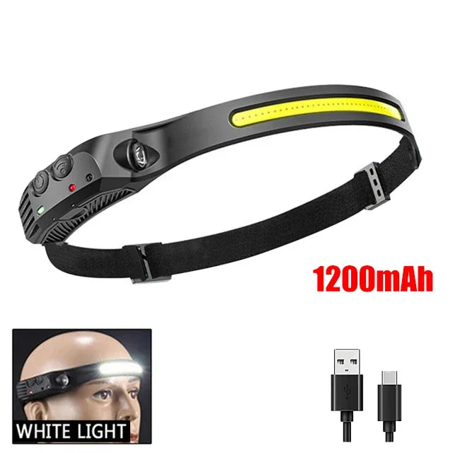 6 Modes LED Induction Headlamp COB Sensor Head Lamp Rechargeable Built-in Battery Flashlight Outdoor Work Lighting Headlights