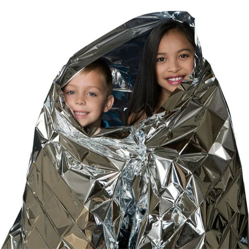 Emergent Blanket Mylar Thermal Outdoor Survive First Aid Kit Rescue Space Foil Camp Hike Mountaineer Bug Out Heat Retain
