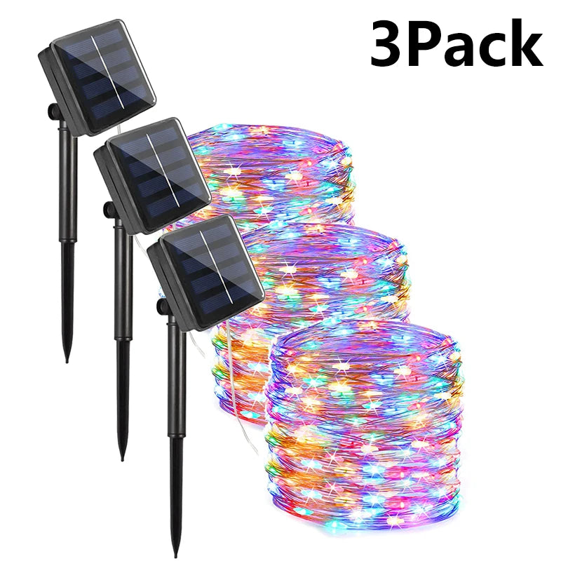 Solar Powered Fairy Lights 7M 12M 22M 32M Outdoor Waterproof LED String Lights 8 Modes for Garden Patio Tree Decor
