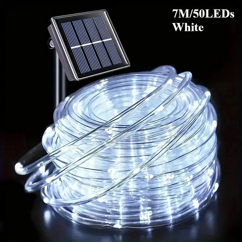 LED Solar String Lights Garden Waterproof Tube Rope Lamp Christmas Garland Fairy Lights For Outdoor Holiday Home Decoration