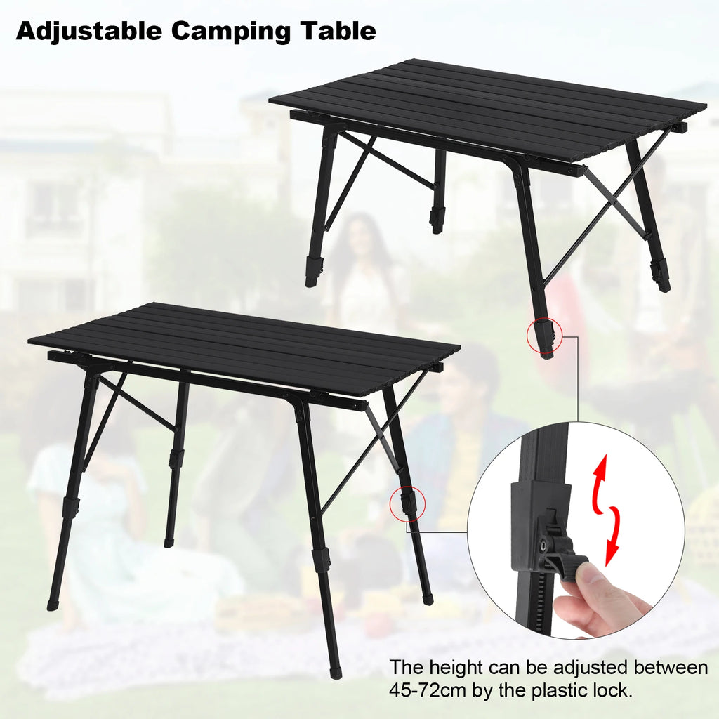 WOLTU Foldable Camping Table Outdoor Furniture Height-Adjustable Computer Bed Table Folding Desk for Picnic Garden Travel Hiking