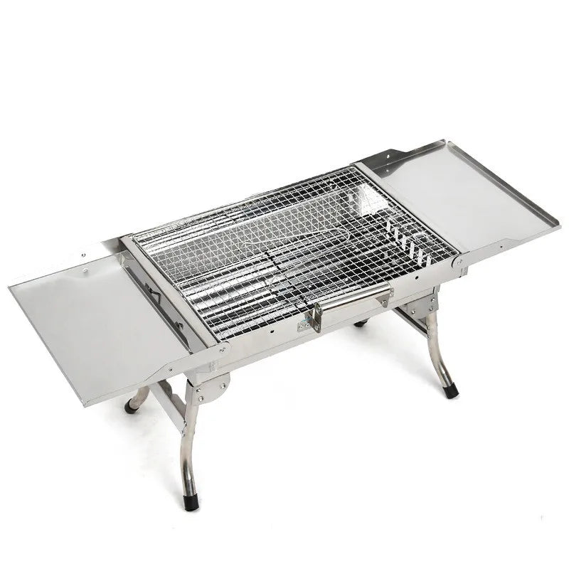 Stainless Steel Folding Grill Outdoor Portable BBQ Charcoal Grill Multi-Purpose Carbon Grill