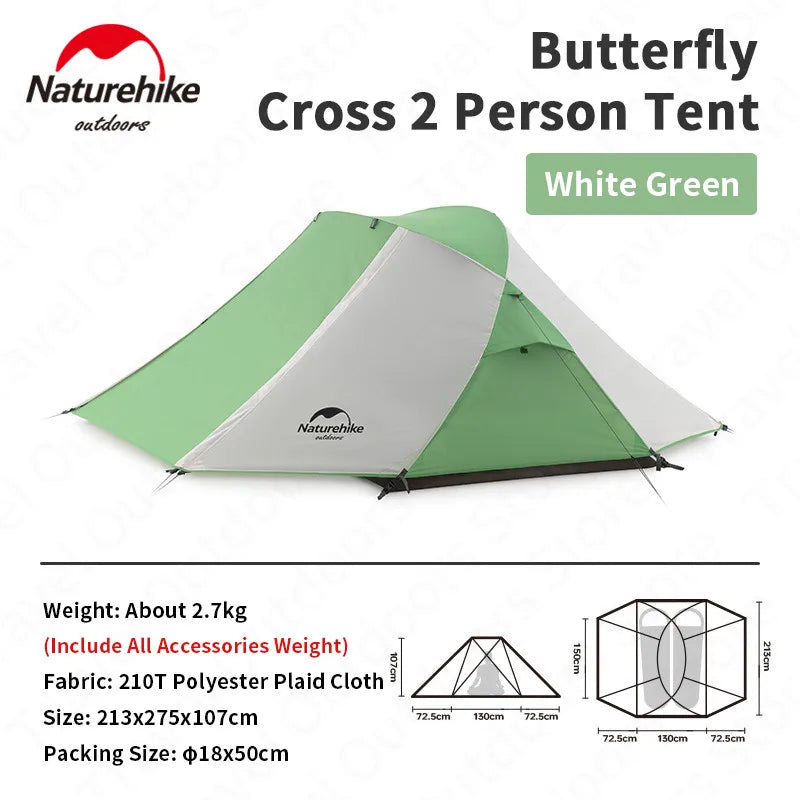 Naturehike Camping Tents 210T 2 Person Outdoor Tent Travel Fishing Tents Bushcraft Waterproof Beach Shell Tent Canopy