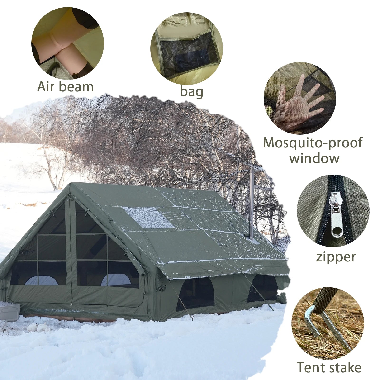 PAKICETUS Inflatable camping tent 4-8 people with windows portable water-resistant camping tent  Four season tents