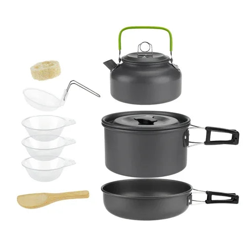 Camping Cookware Set for 1-7 Persons, Lightweight and Portable Pot and Pan with Carrying Bag, Perfect for Outdoor Camping