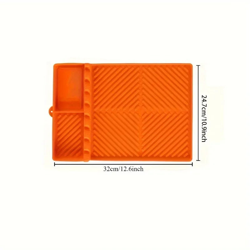 Grill Mat with Side Shelf - Large, Non-Electric BBQ Caddy & Utensil Holder for Outdoor Grilling and Kitchen Counter, Grill Pad