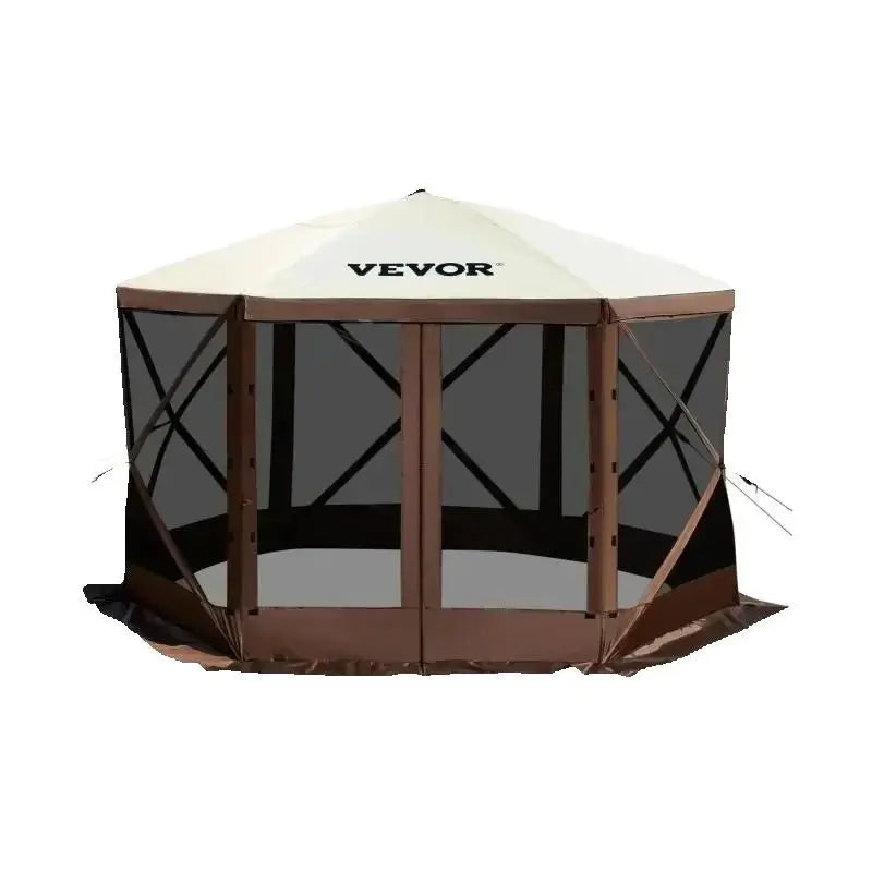 SucceBuy Pop-up Camping Gazebo Camping Canopy Shelter 6 Sided 12' x 12' / 10' x 10' Sun Shade Tents & Canopies Camping & Hiking
