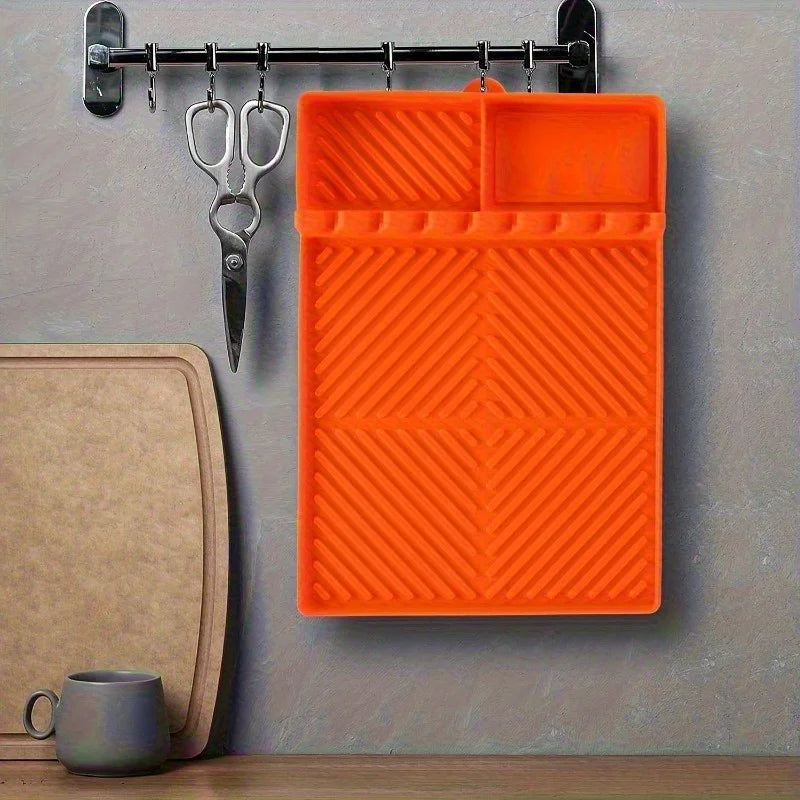 Grill Mat with Side Shelf - Large, Non-Electric BBQ Caddy & Utensil Holder for Outdoor Grilling and Kitchen Counter, Grill Pad