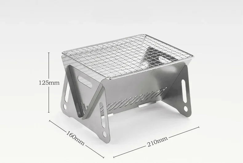 Portable Foldable Barbecue Grill Heating Stove Multi functional Camping Grid Firewood Stove Stainless Steel Grill