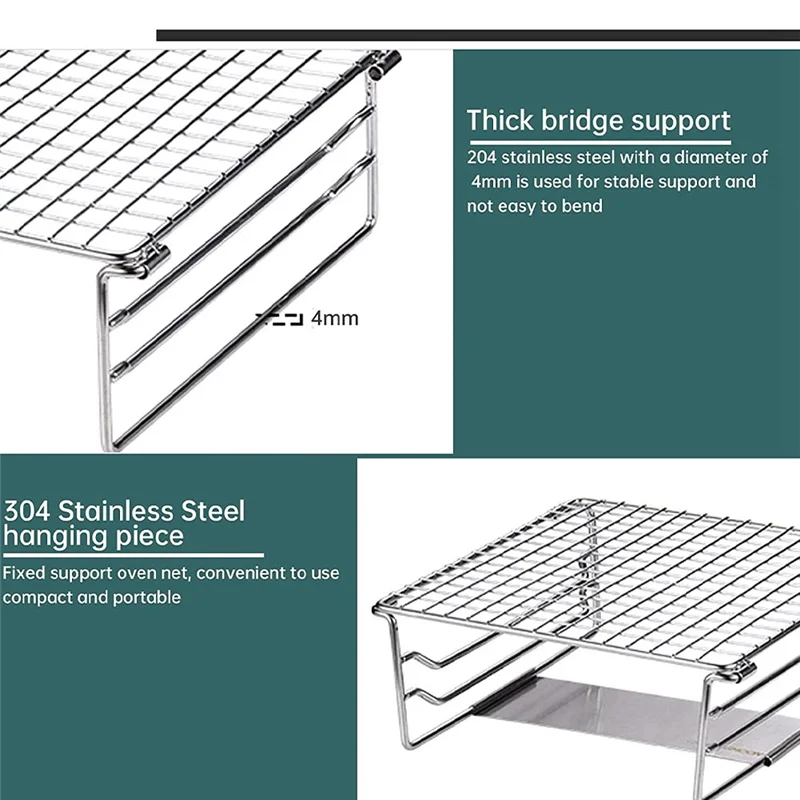 Grate Camping Grill Mini Outdoor Grill Grid Stainless Steel For Picnic Hiking Camping BBQ-AT64