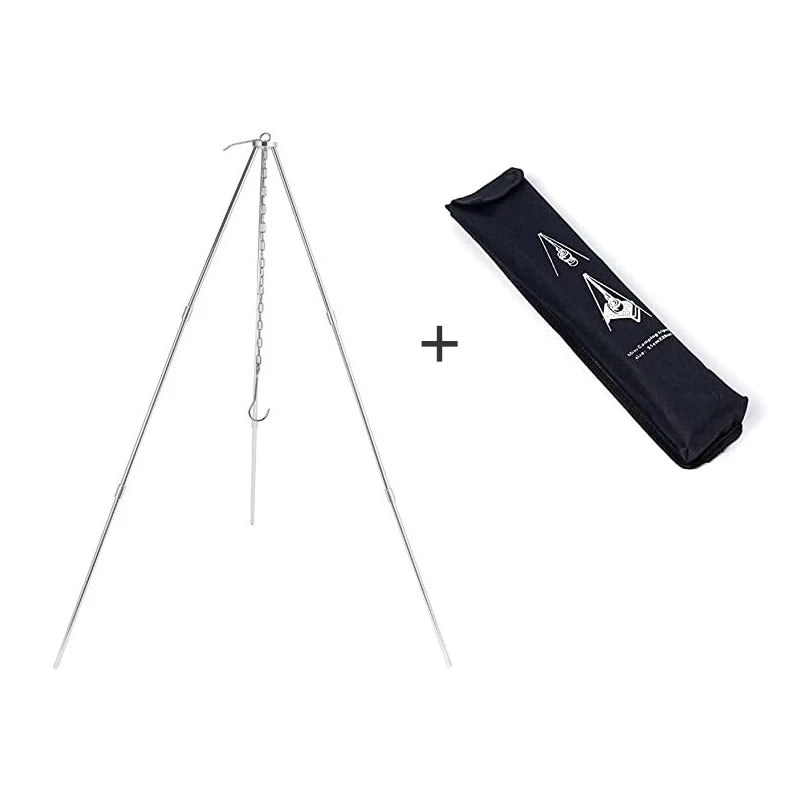 Camping Tripod Stand, Outdoor Cooking Tripod, Aluminum Telescopic Campfire Tripods, for Adjustable Chain, Lightweight, Portable.