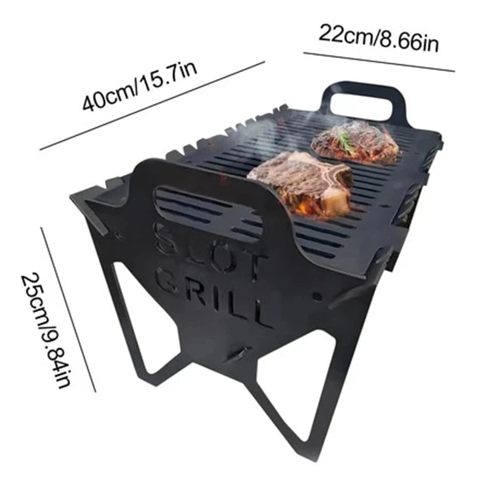 Collapsible BBQ Grills Outdoor Small Folding Metal Grills Upgraded Thickened Quick Assembly Slot Grills For Camping Picnics