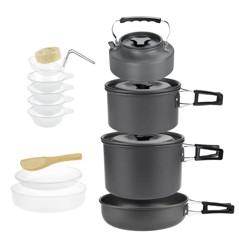 Camping Cookware Set for 1-7 Persons, Lightweight and Portable Pot and Pan with Carrying Bag, Perfect for Outdoor Camping