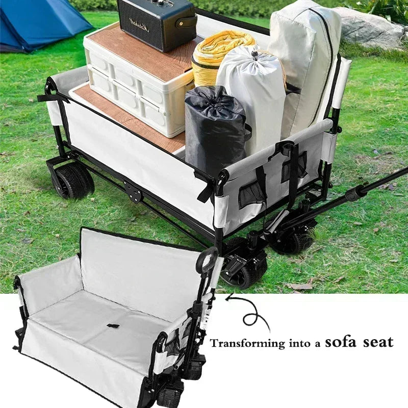 Large-capacity Outdoor Camper Hiking Beach Picnic Camping Folding Stall To Carry Brakes Heavy Duty Off Road Utility Cart