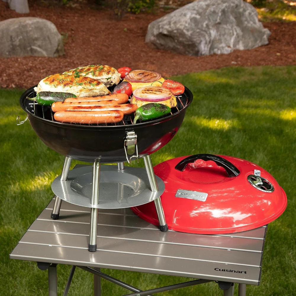 1pc Portable BBQ Grill Charcoal Grill Portable BBQ Grill Kettle Outdoor Grills Smokers for Patio Backyard Barbecue camping oven