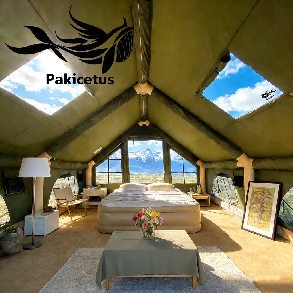 PAKICETUS Inflatable camping tent 4-8 people with windows portable water-resistant camping tent  Four season tents
