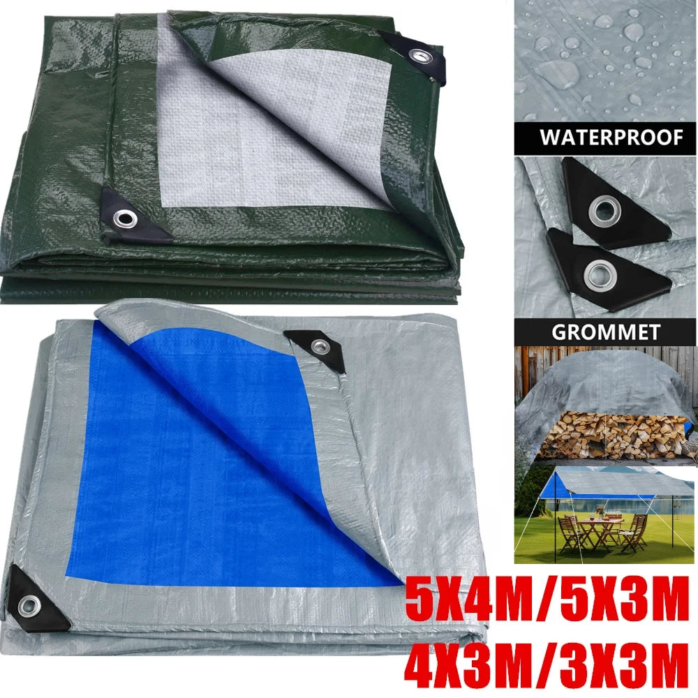 Large Tarpaulin Waterproof Camping Tent Tarp Garden Rain Cover Awning Beach Shade Canopy Multipurpose Outdoor Sun Shelter