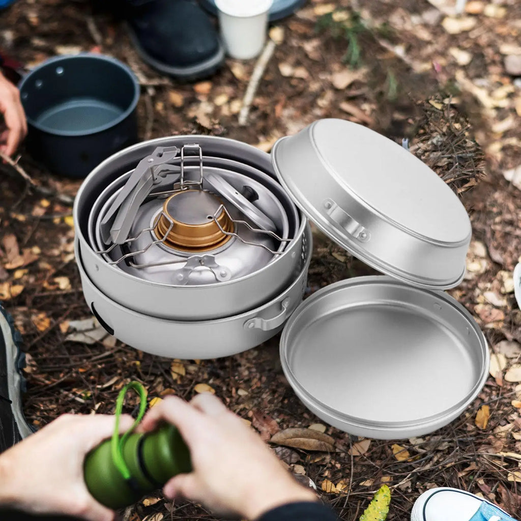 Camping Cookware Set Lightweight Portable Gear Compact Cooking Gear Pot and Pan Frying Pan for Camp Picnic