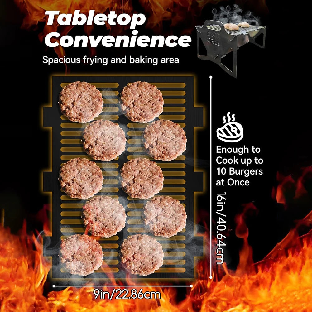 Collapsible BBQ Grills Outdoor Small Folding Metal Grills Upgraded Thickened Quick Assembly Slot Grills For Camping Picnics