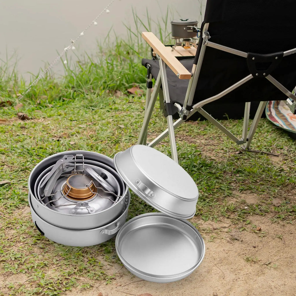 Camping Cookware Set Lightweight Portable Gear Compact Cooking Gear Pot and Pan Frying Pan for Camp Picnic