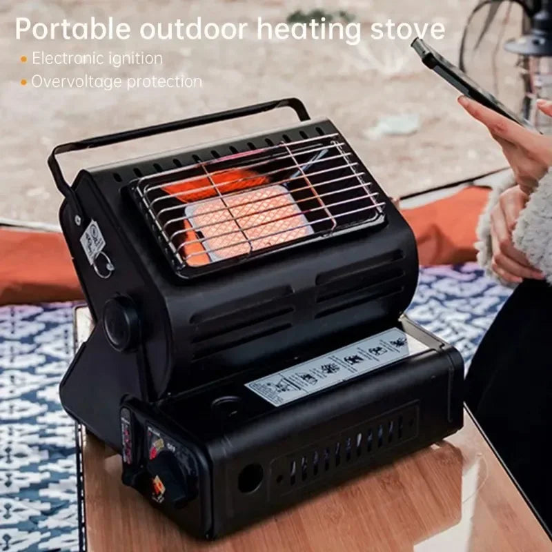 Portable Gas Camping Stove Outdoor Picnic BBQ Stove Portable Hand Warmer Home Heater Cassette Stove for Camping Tent Fishing