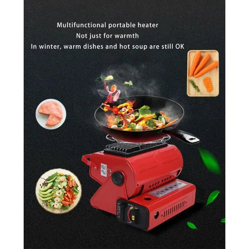 Portable Gas Camping Stove Outdoor Picnic BBQ Stove Portable Hand Warmer Home Heater Cassette Stove for Camping Tent Fishing