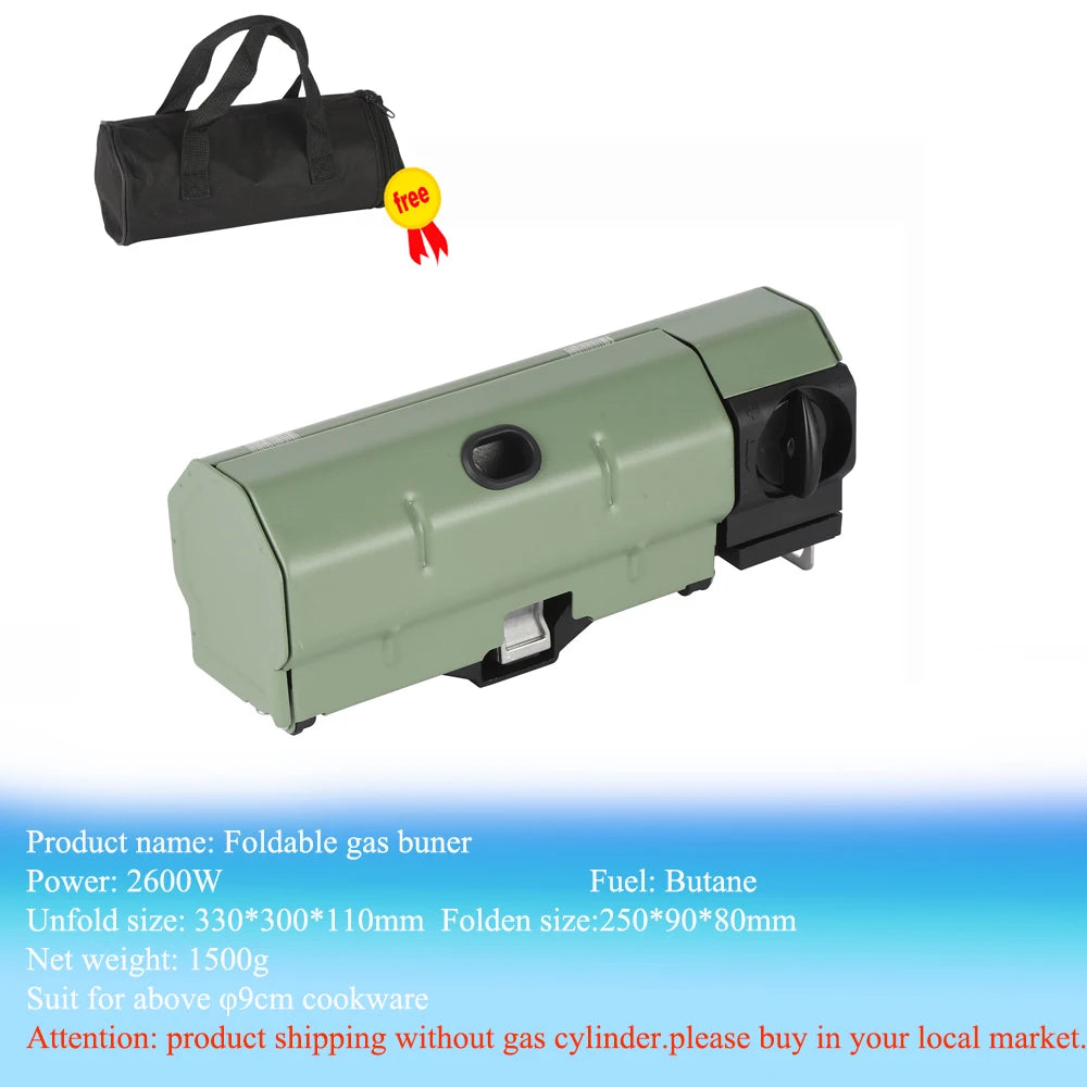 2600W Travel Cooking Grill  Portable Folding Stove Camping Gas Stove  Outdoor Hiking BBQ Cooker Cassette Gas Burner For Fishing