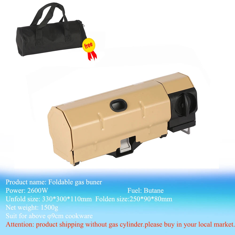 2600W Travel Cooking Grill  Portable Folding Stove Camping Gas Stove  Outdoor Hiking BBQ Cooker Cassette Gas Burner For Fishing