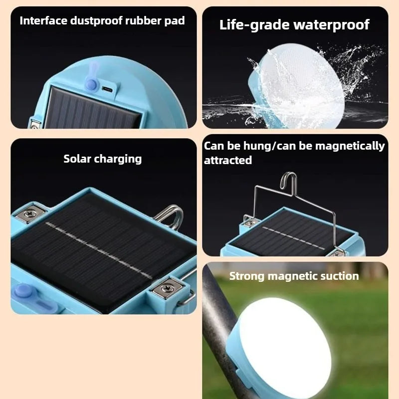 Solar Portable Camping Light Charging Tent Outdoor Lighting Hanging Light Emergency Super Bright Camping Light