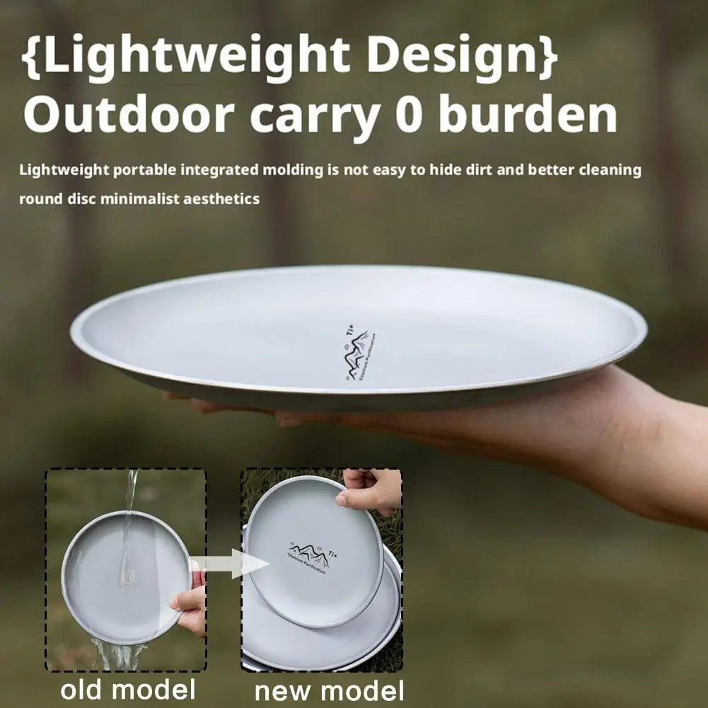 Titanium Camping Plate Multi-Purpose Creative Camping Plate For Barbecue Home Titanium Dinnerware Round Frosted Picnic Gear