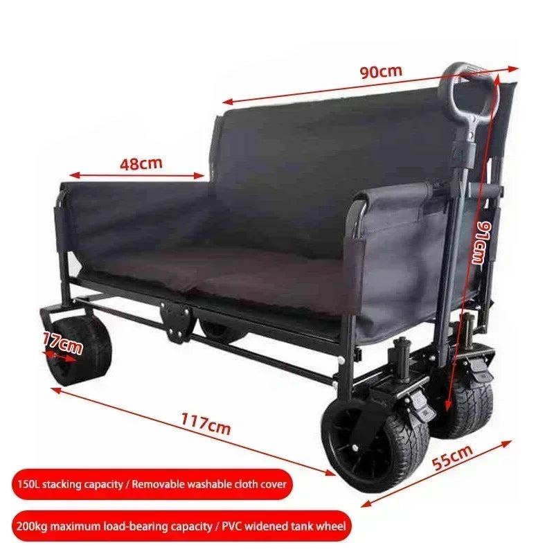 Large-capacity Outdoor Camper Hiking Beach Picnic Camping Folding Stall To Carry Brakes Heavy Duty Off Road Utility Cart